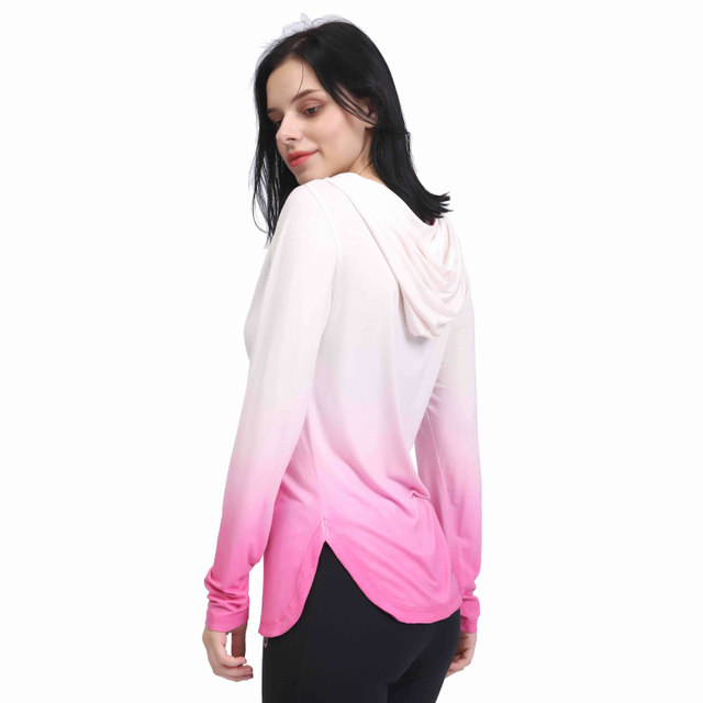 Frauen tauchen gefärbt Sonnenschutz Hoodie Crop Top 