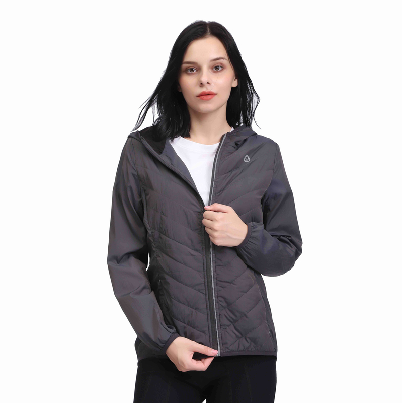 Leichte, gesteppte, isolierte Hybrid-Kapuzenjacke für Damen