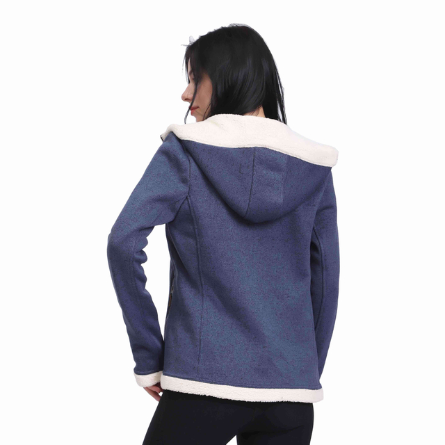 Women Shaggy Trim Reißverschluss Chunky Fleece Hoodie Sweatshirt 
