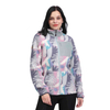 Damenjacke aus Sherpa-Fleece-Cord mit Blumenmuster und aufgesetzten Taschen