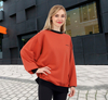 Women Crewneck Fluro Kontrast stilvolle lockere Passform über Schulter -Sweatshirt -Tops