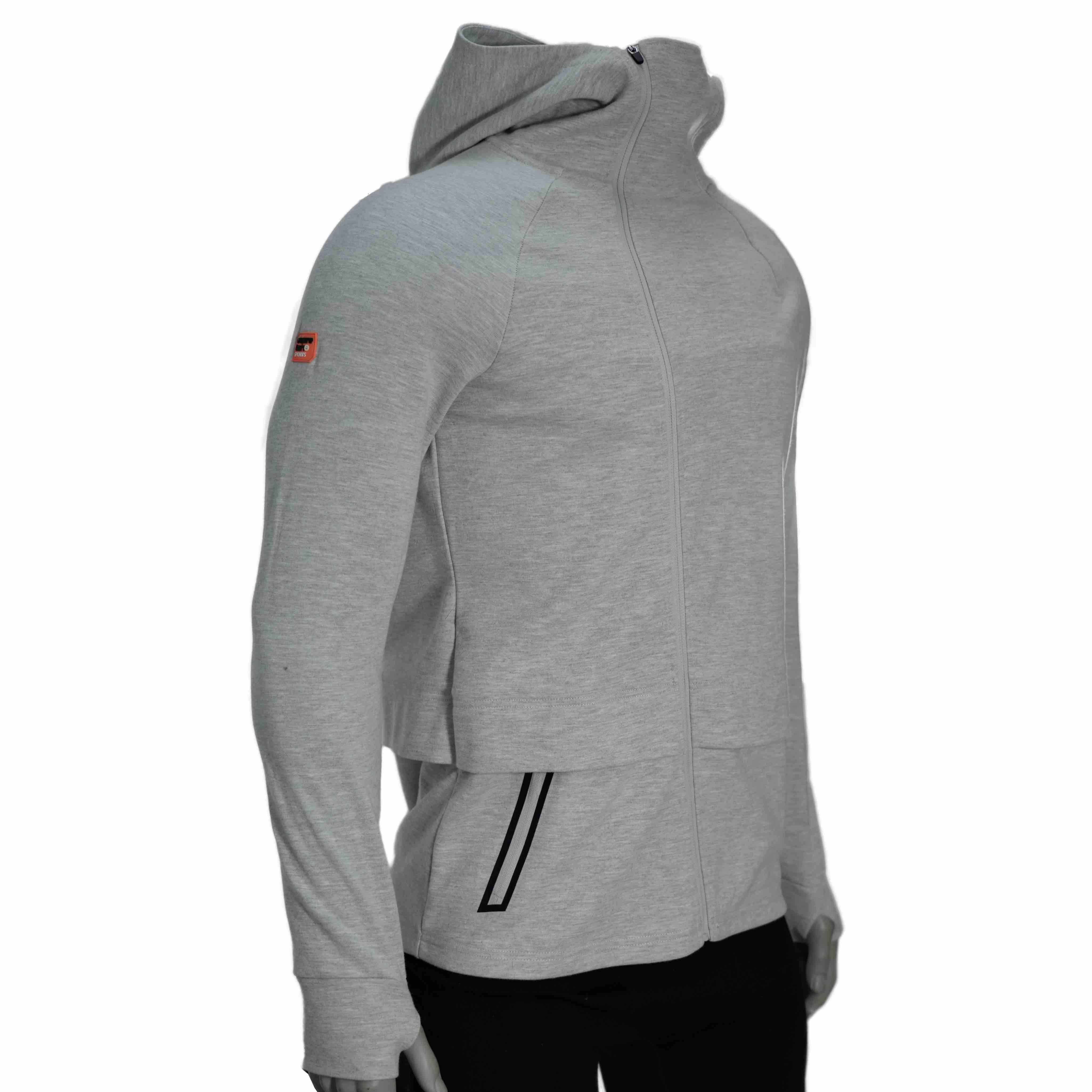 Herren, die diagonale Knackpacket mit hohem Kragen Doppelzip Raglan Ärmel Hoodie Jacke laufen lassen