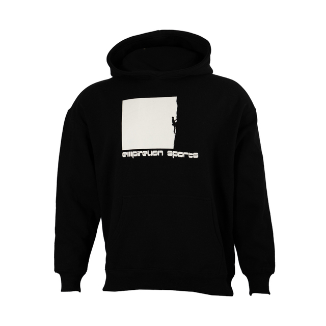 Herrenjungen klettern über Schulter -Hoodie gedruckt