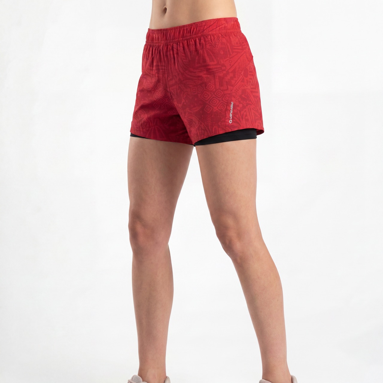 2-in-1-Laufshorts mit Allover-Print für Damen