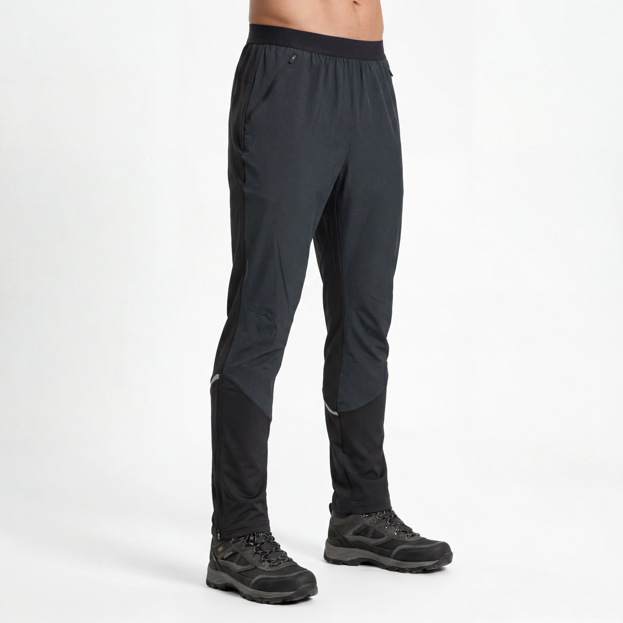 Herren-Aktivhose mit elastischem Bund und Farbblock und reflektierenden Besätzen