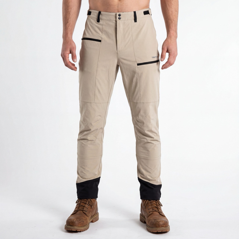 Leichte Herren-Wanderhose. Stilvolle, atmungsaktive Trekkinghose mit Einsätzen
