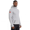 Herren-Hoodie-Jacke zum Laufen mit diagonaler Knopfleiste, hohem Kragen, doppeltem Reißverschluss und Raglanärmeln