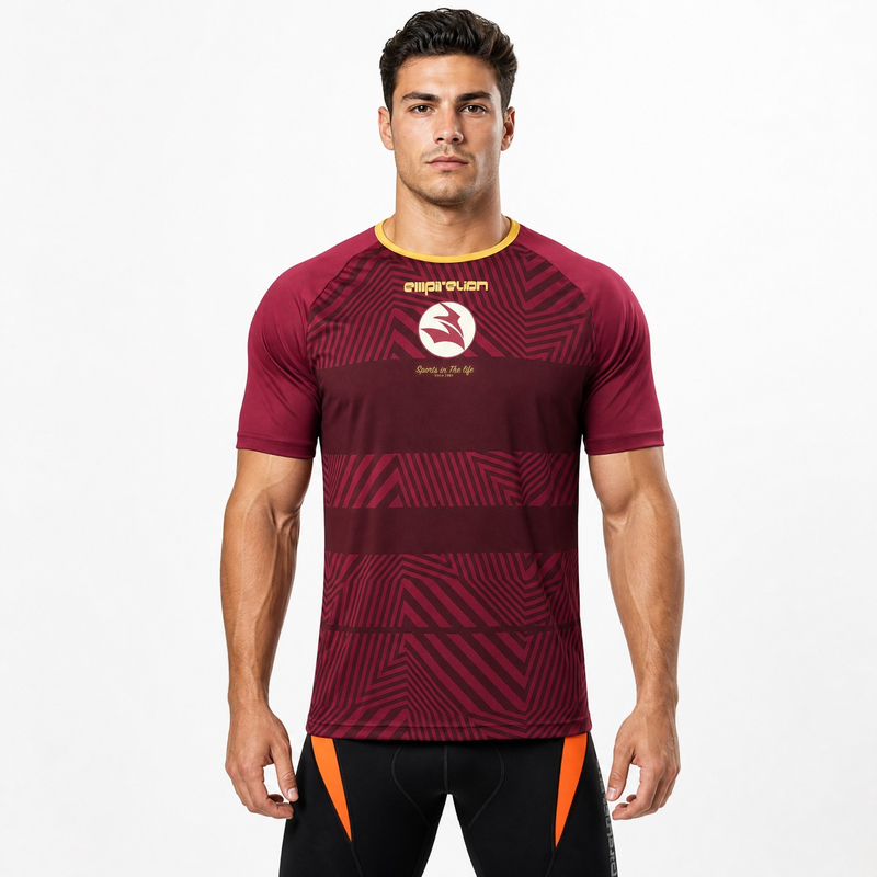 Herren-T-Shirt mit bedrucktem Fußballtrikot und Logo