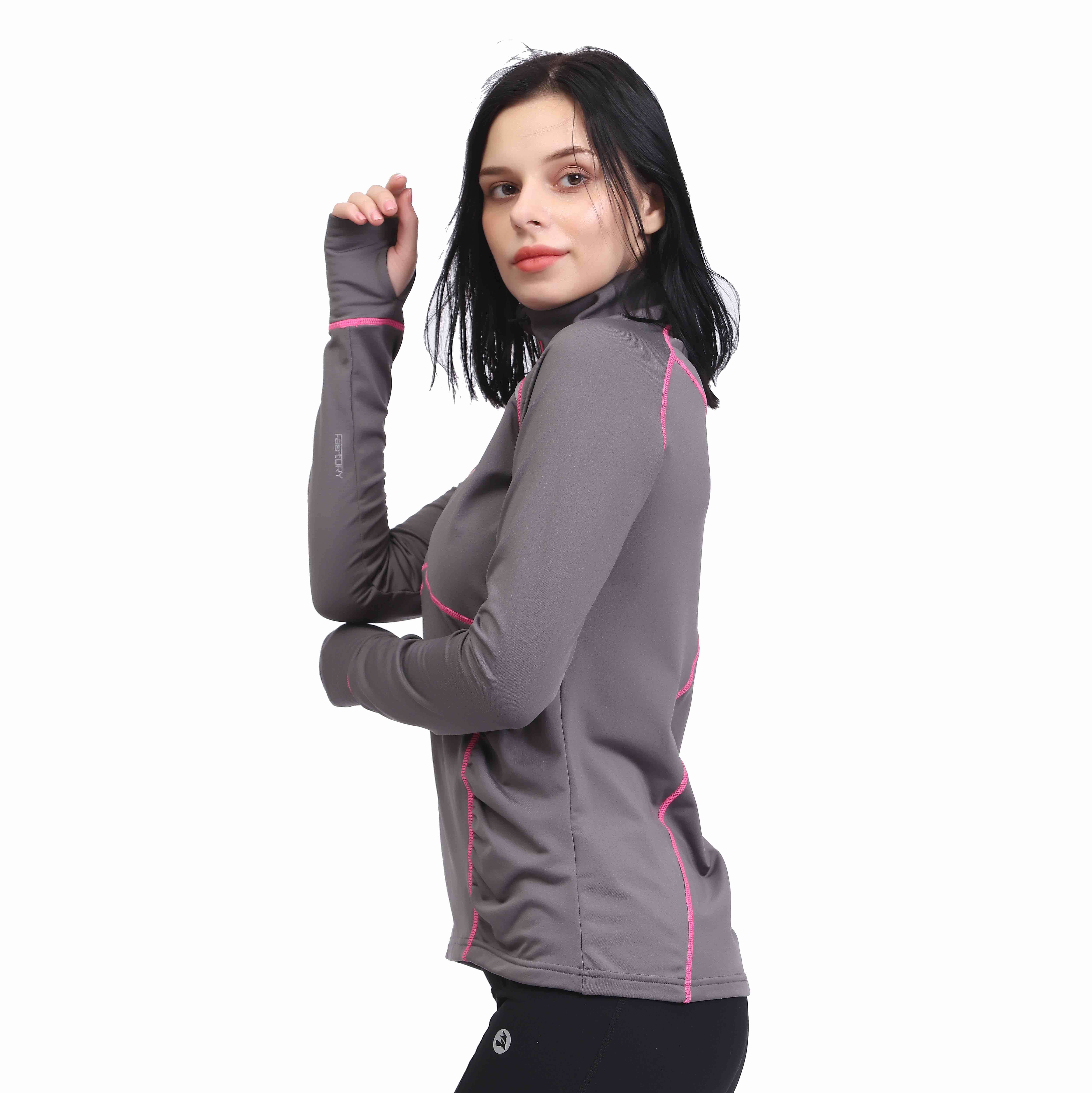 Frauen halb Zip-up Yoga Training Running Track Jacke 