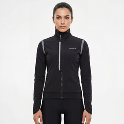 Damen-Fahrradjacke mit hohem Halskragen und reflektierenden Besätzen