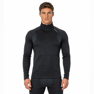 Herren-Baselayer mit garngefärbtem Innenfleece und halbem Reißverschluss für Workout-Thermooberteile