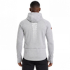 Herren-Hoodie-Jacke zum Laufen mit diagonaler Knopfleiste, hohem Kragen, doppeltem Reißverschluss und Raglanärmeln