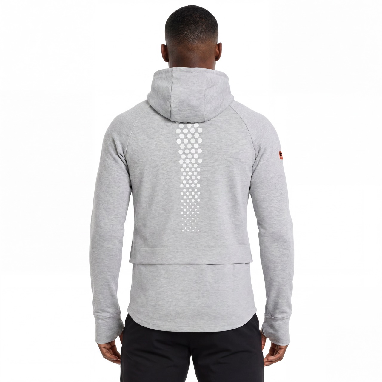 Herren-Hoodie-Jacke zum Laufen mit diagonaler Knopfleiste, hohem Kragen, doppeltem Reißverschluss und Raglanärmeln