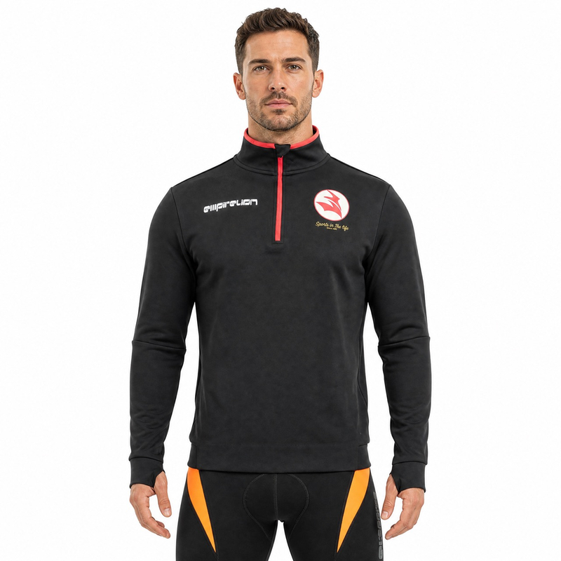 Herren-Sportpullover mit halbem Reißverschluss und Paspelierung