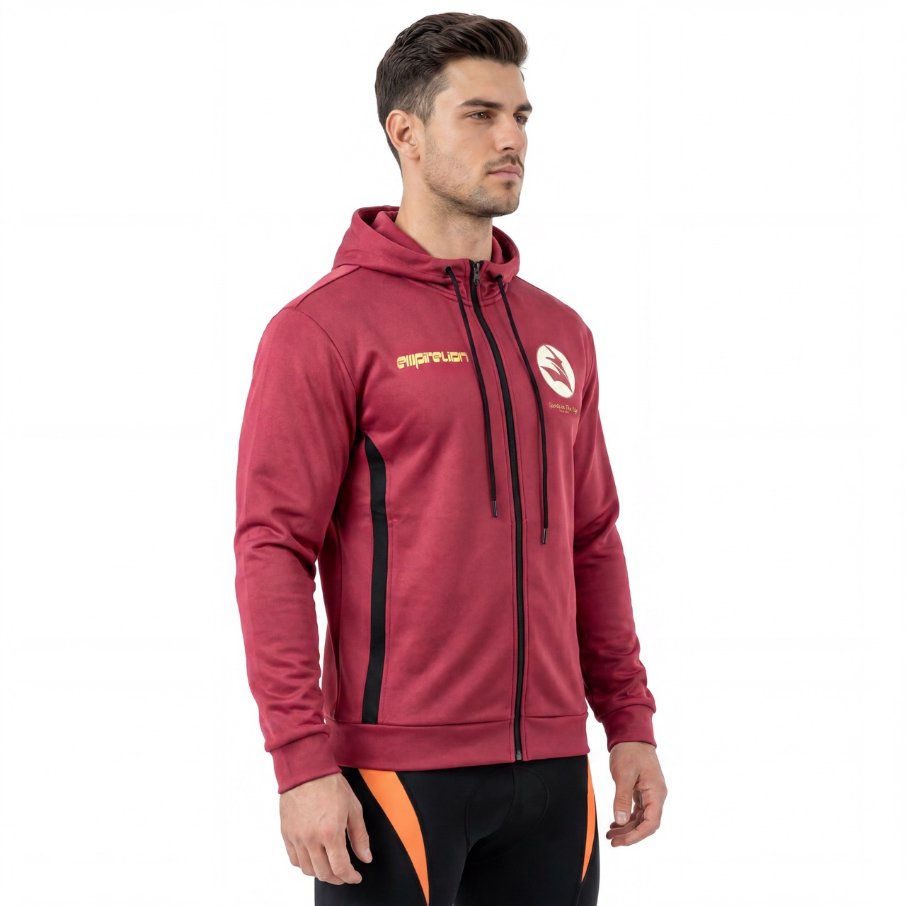 Übergroßer Sport-Kapuzenpullover mit Reißverschluss für Herren mit Logo-Print 