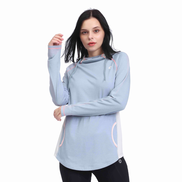 "Damen-Tunika-Hoodie mit langen Ärmeln und Farbblock"