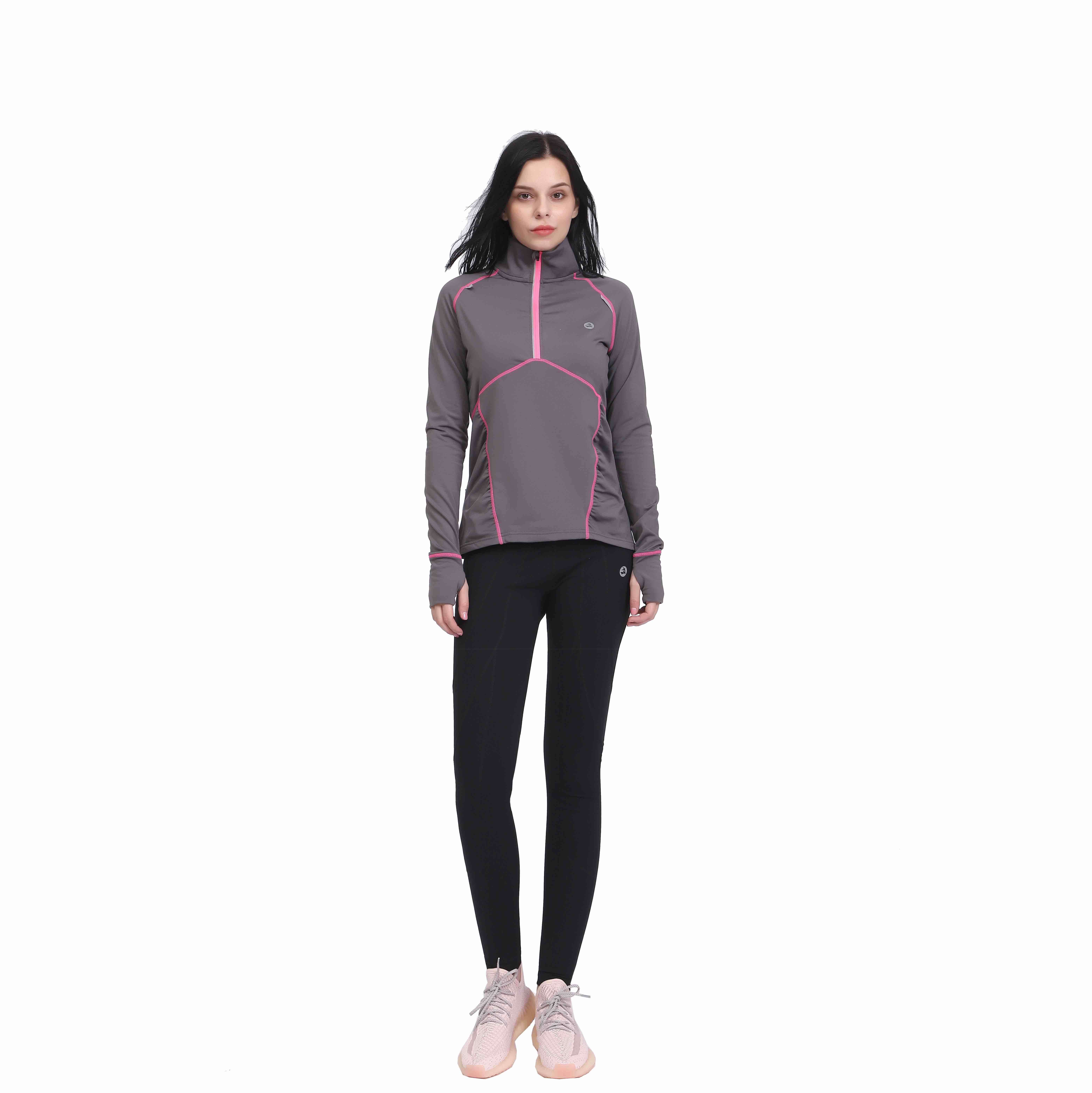 Frauen halb Zip-up Yoga Training Running Track Jacke 