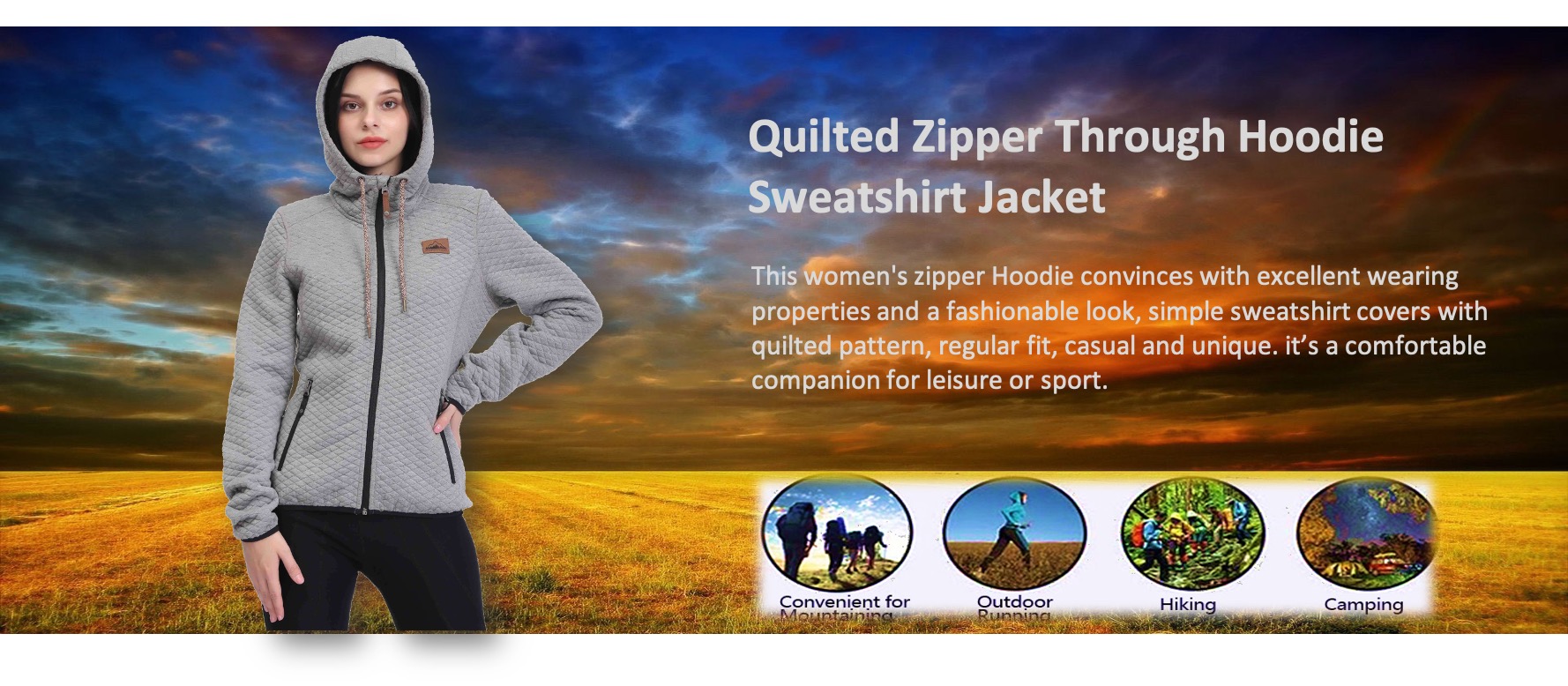 Quilt Rei&szlig;verschluss Hoodie