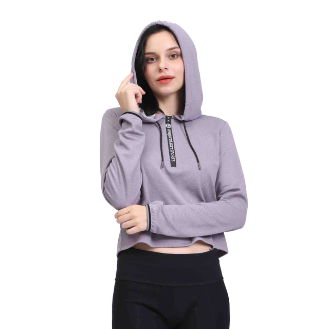 Damen-Langarm-Trainings-Crop-Top-Sweatshirt-Hoodies