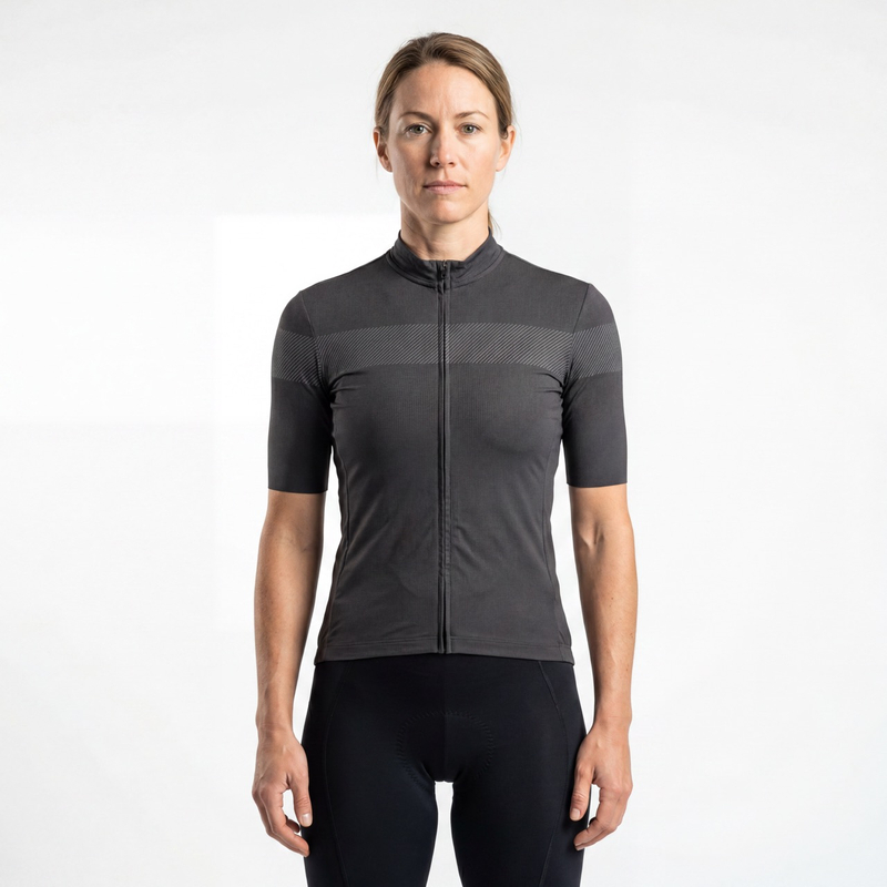 Kurzarm-Radtrikot für Damen mit reflektierendem Aufdruck