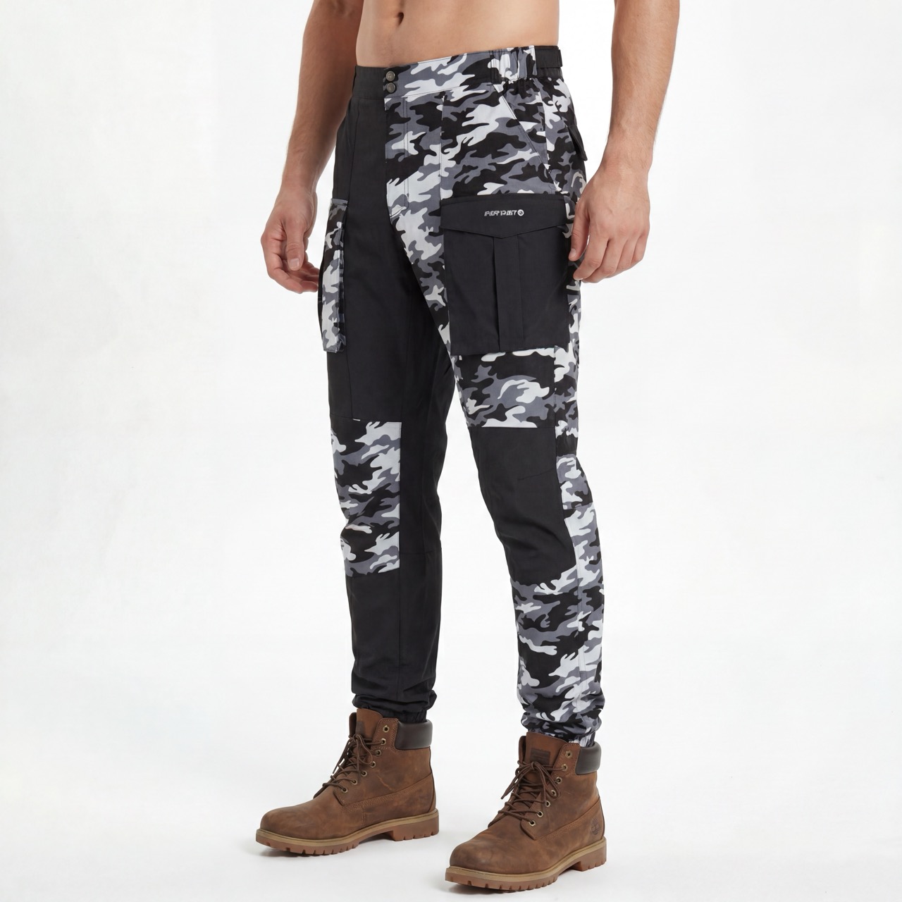 Wanderhose für Herren mit Camouflage-Print und Farbblockeinsätzen