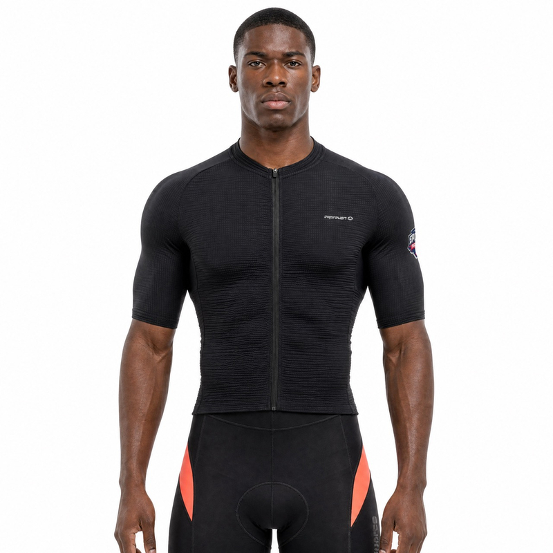Mittelschweres Raglan-Kurzarm-Radtrikot mit Ton-in-Ton-Design