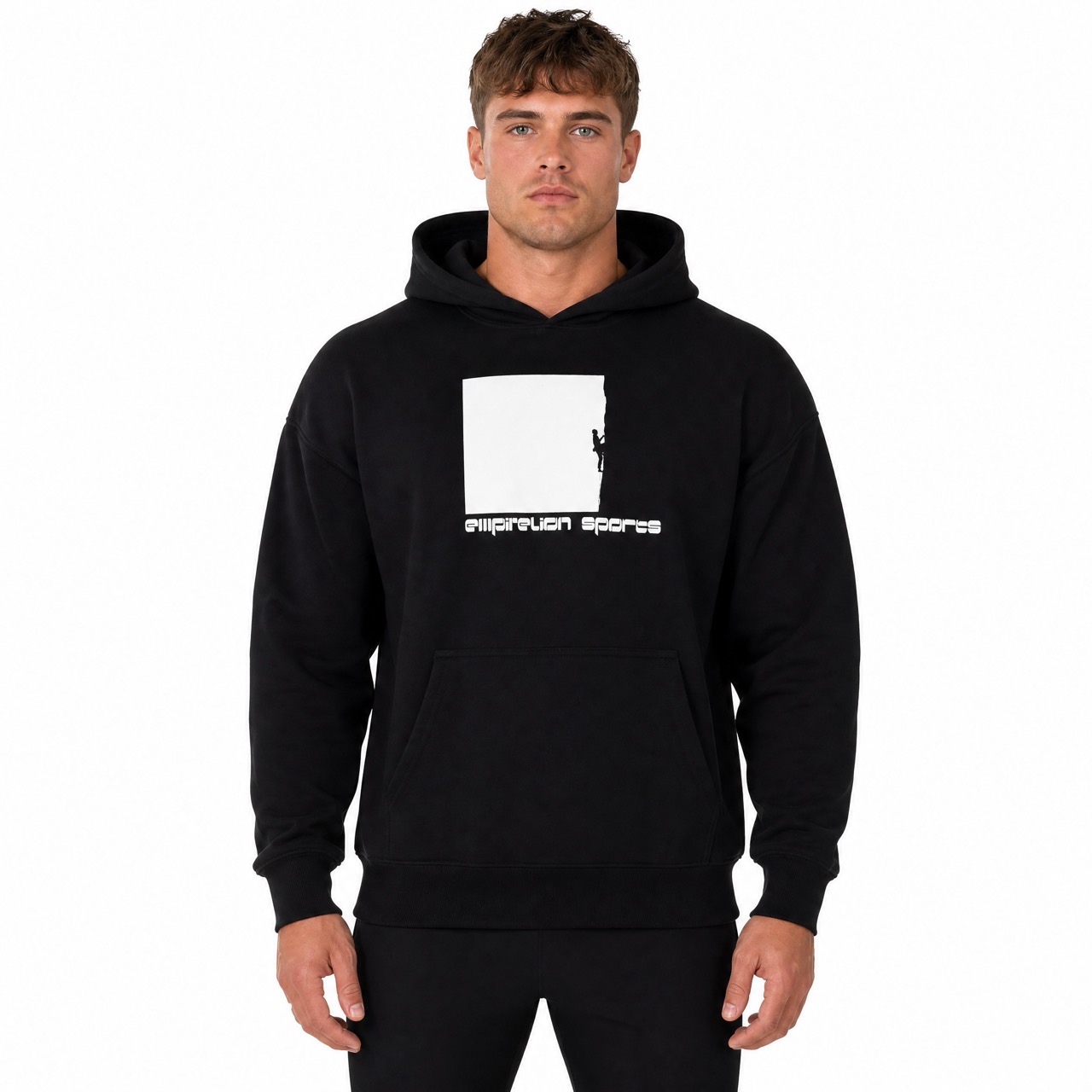 Bedruckter Over-Shoulder-Kapuzenpullover für Herren zum Klettern