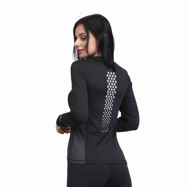 Schwarzer Motorhalskompressions -Baselayer Langarmis für Frauen