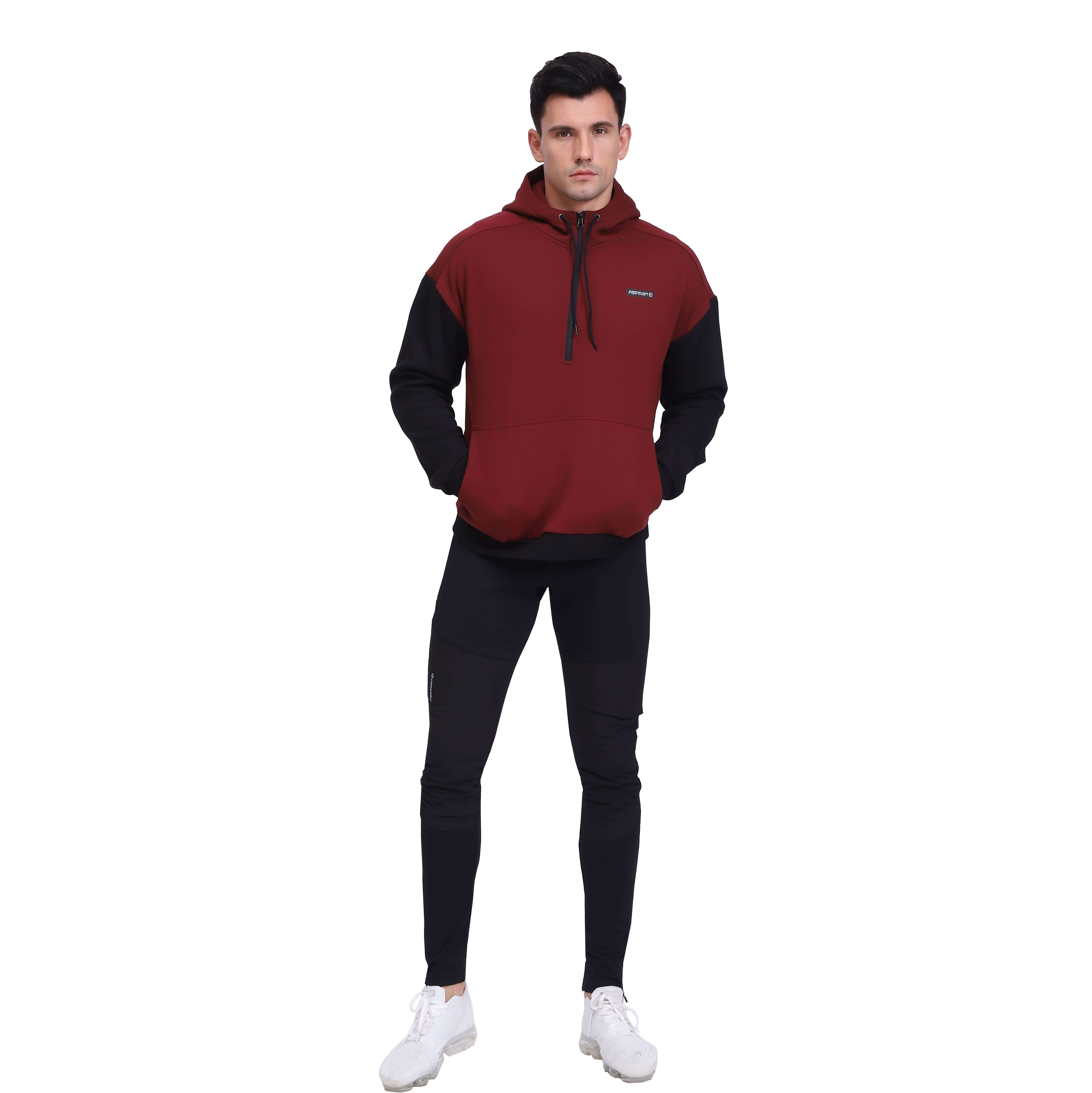 Kängurutasche mit halbem Reißverschluss für Herren Stilvolle Sport-Sweatshirt-Oberteile