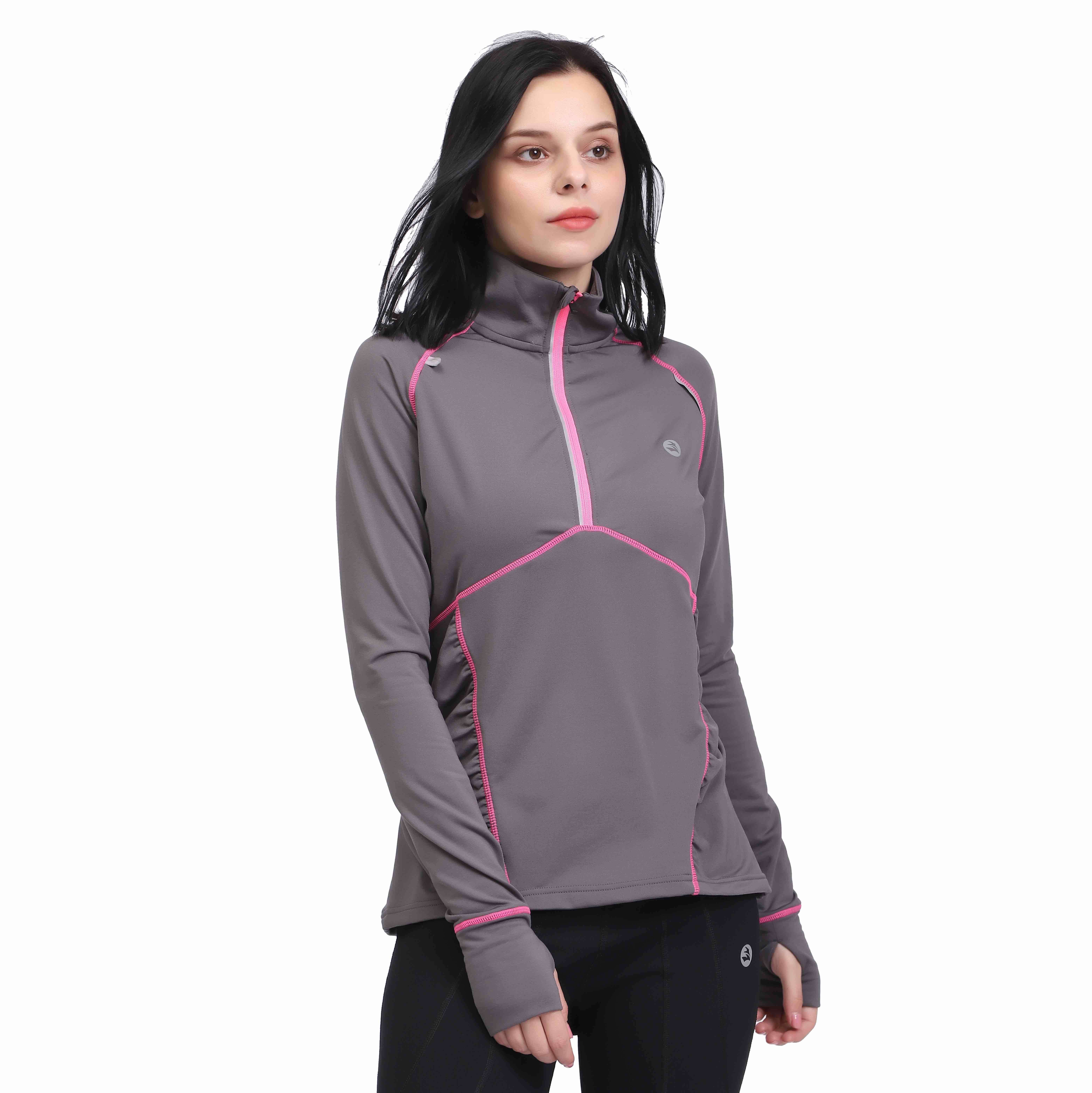 Frauen halb Zip-up Yoga Training Running Track Jacke 