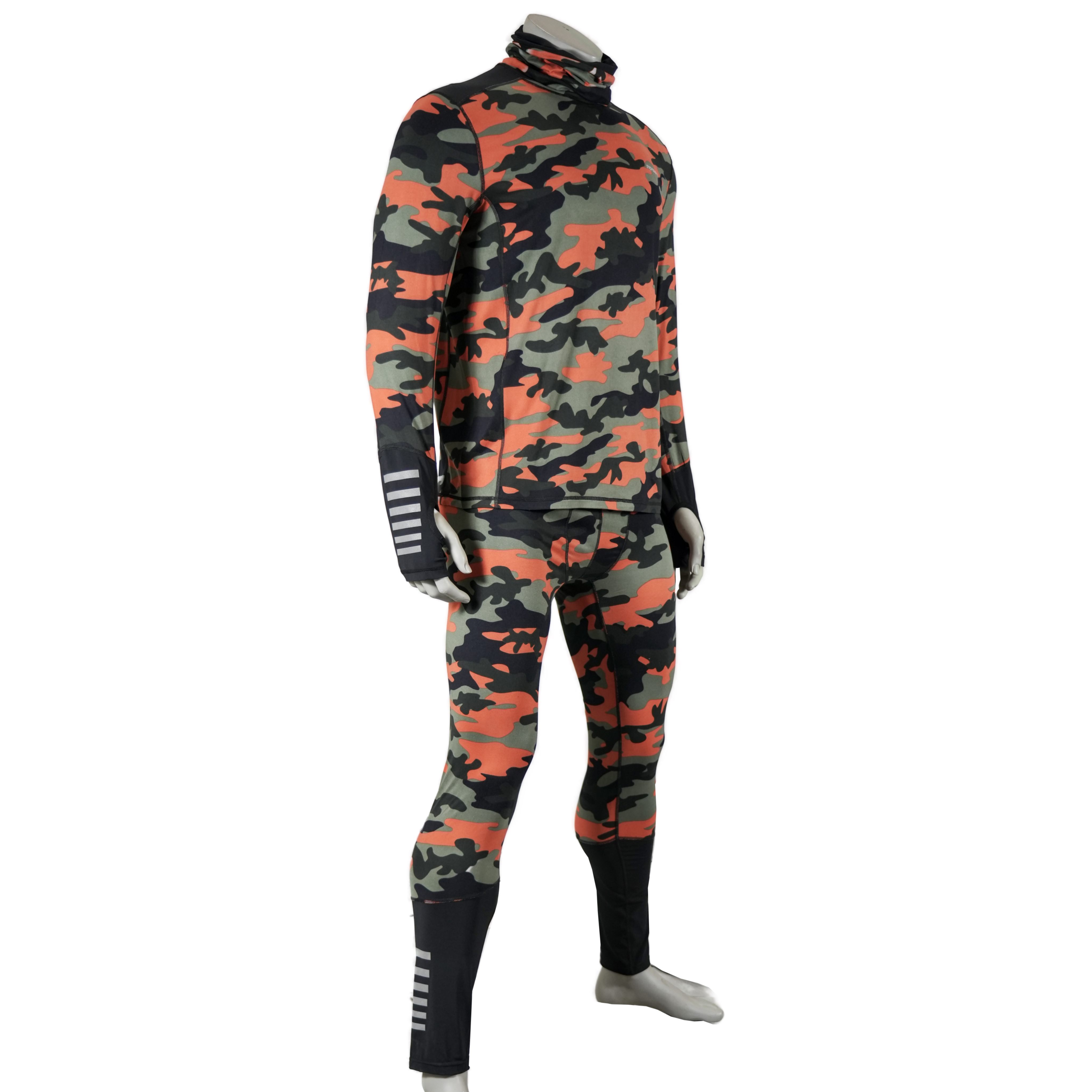 Herren Camouflage Print Baselayer Hochkragen -Trikotset Set