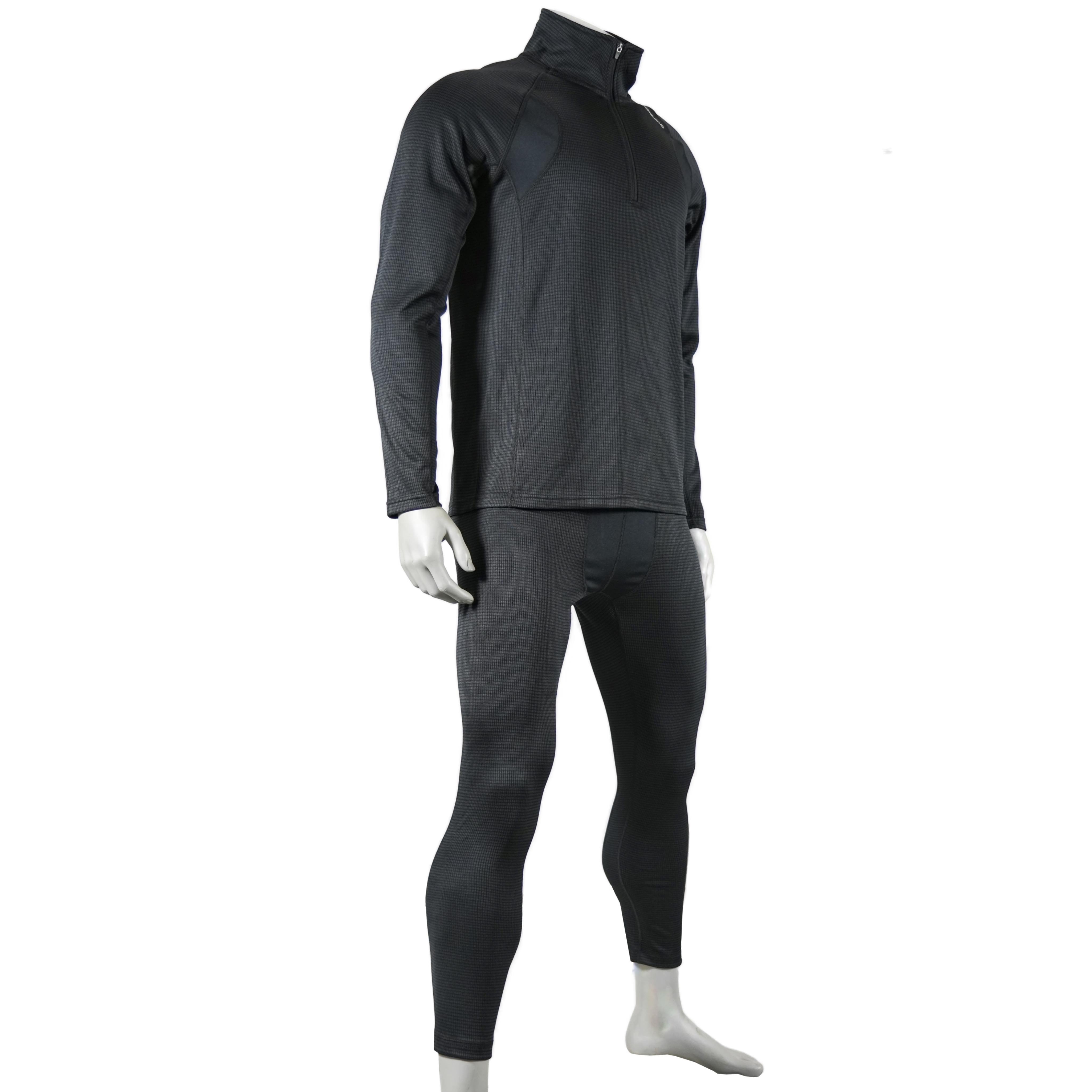 Herrenpaneele Garn gefärbt innere Fleece Baselayer Halb Zip Workout Thermal -Set