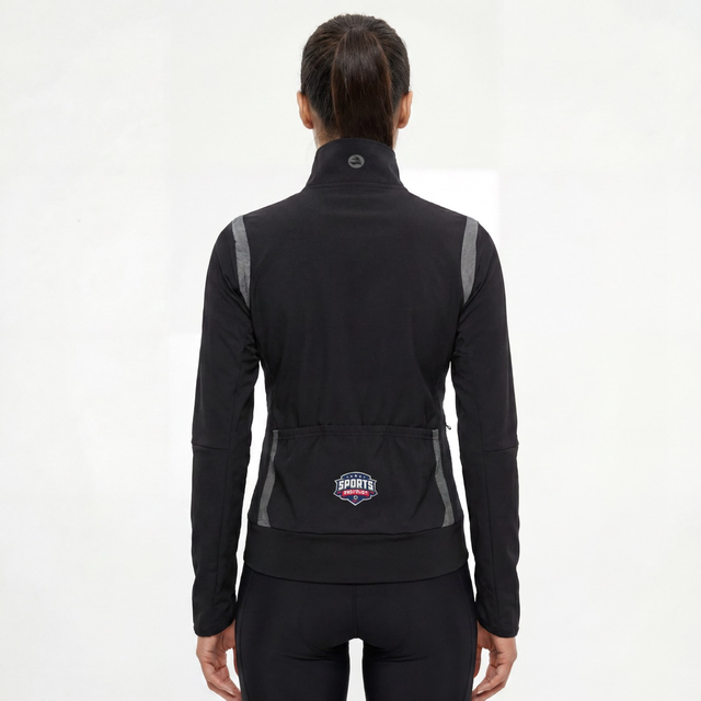 Damen-Fahrradjacke mit hohem Halskragen und reflektierenden Besätzen