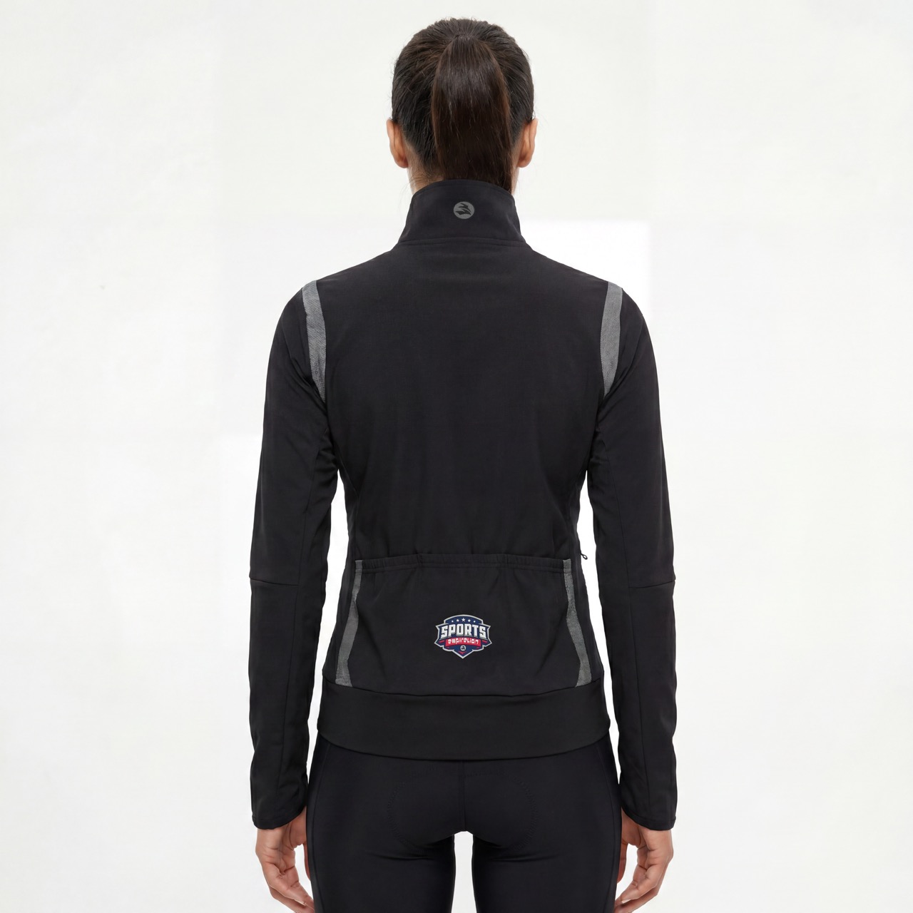 Damen-Fahrradjacke mit hohem Halskragen und reflektierenden Besätzen