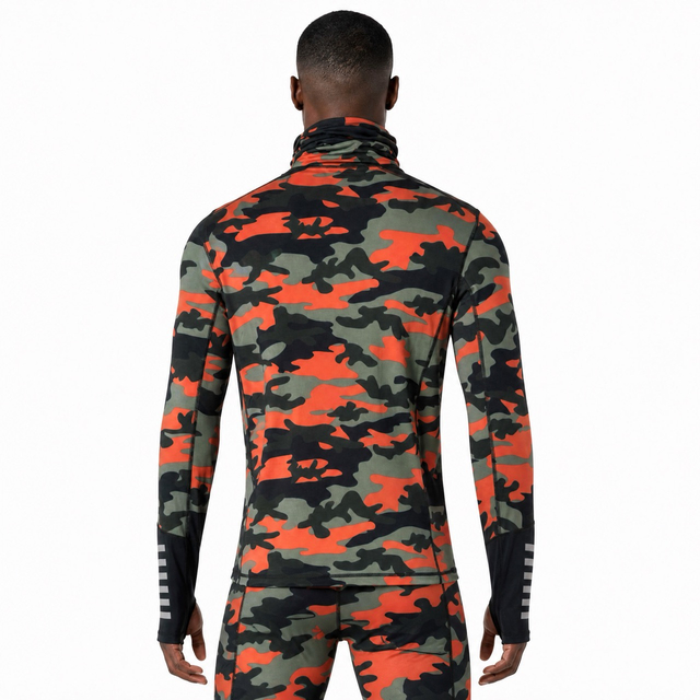 Baselayer-Jersey-Oberteil mit hohem Kragen und Camouflage-Print für Herren