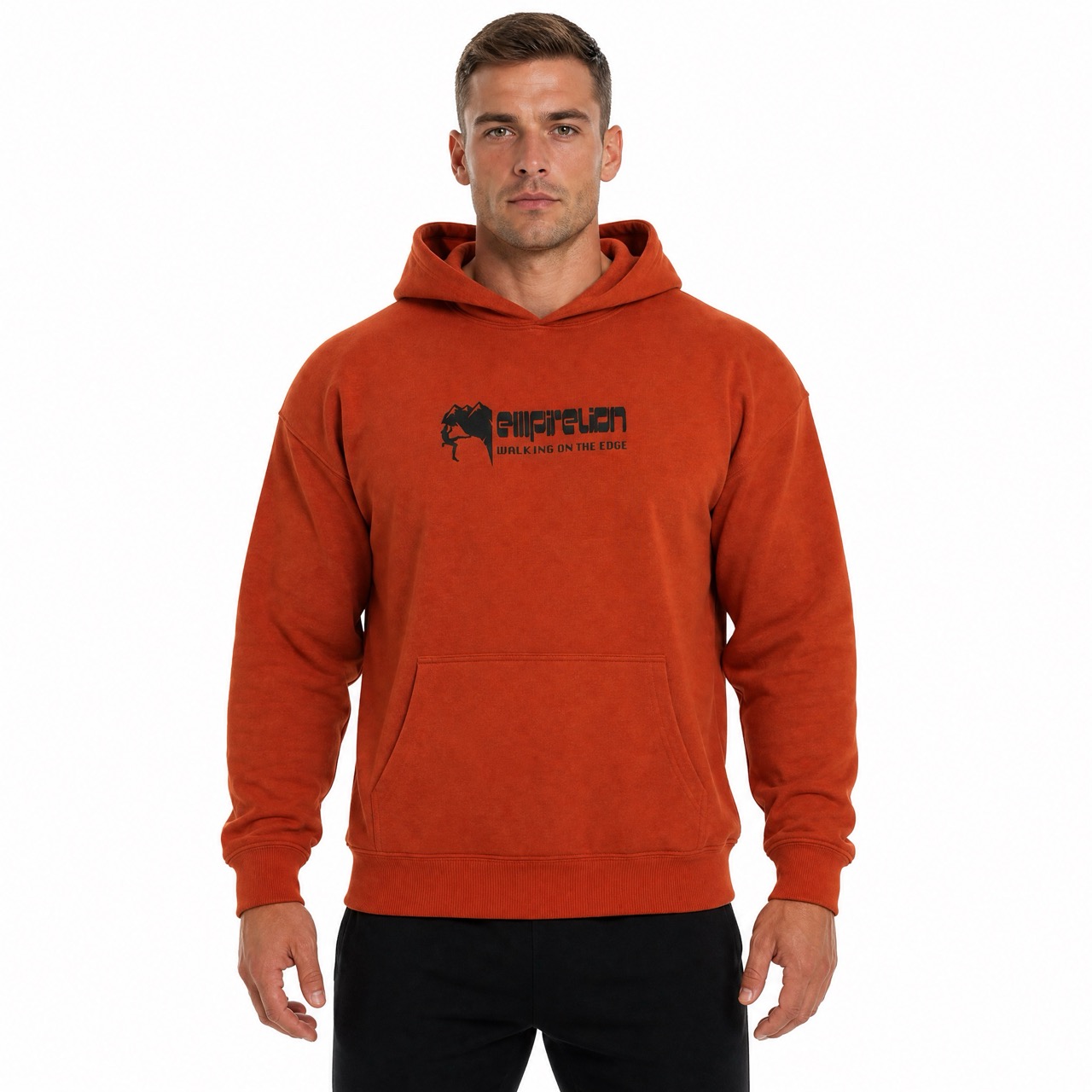 Bedruckter Over-Shoulder-Kapuzenpullover für Herren zum Klettern