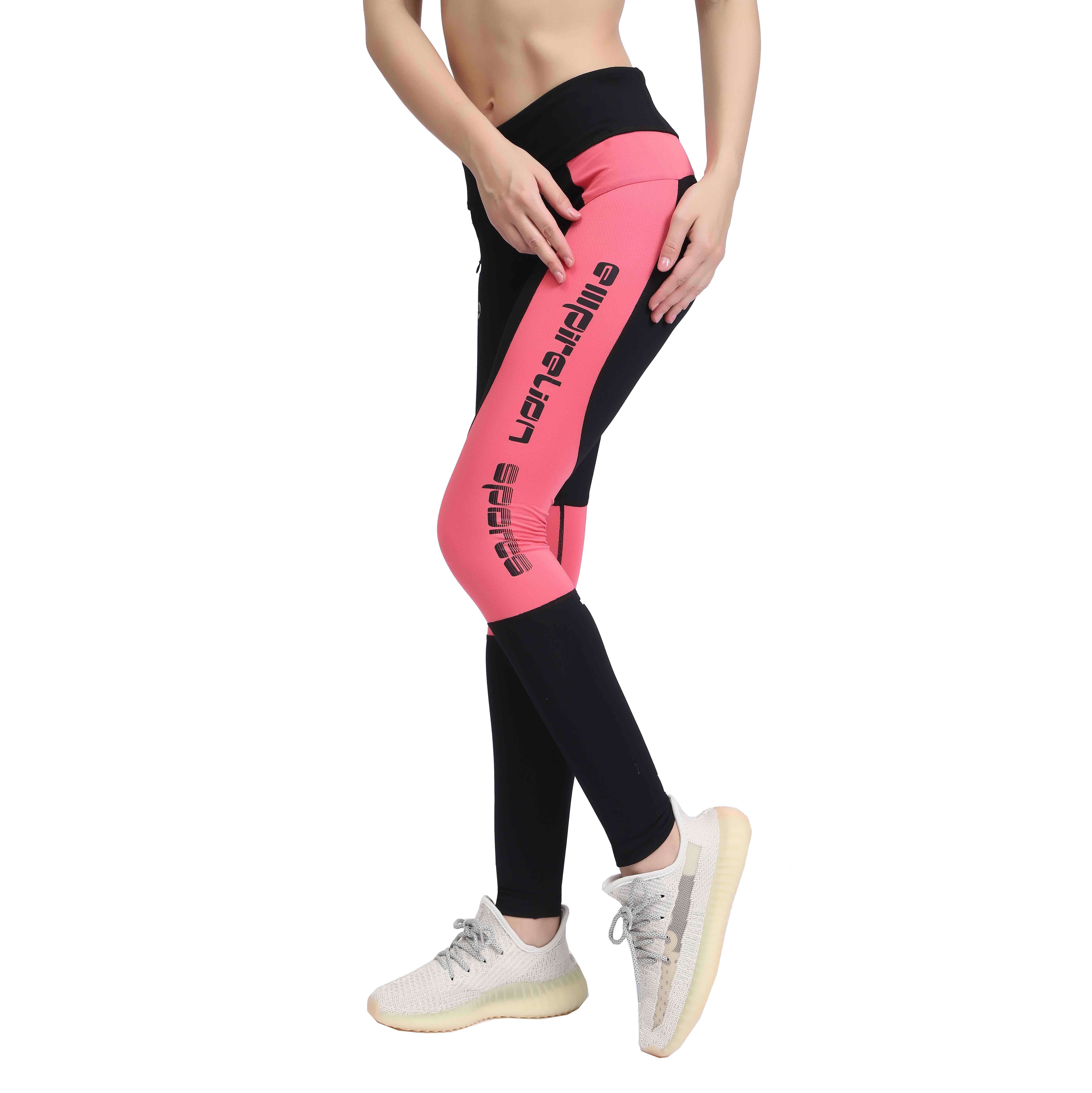 Damennetz Panel Reißverschluss Taschen Fitnessstudio -Training Leggings Yogahosen