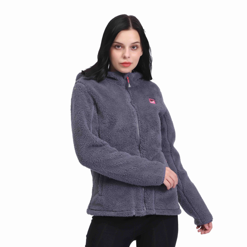 Lässige Sherpa Fuzzy Fleece Bonded Hoodie-Jacke für Damen