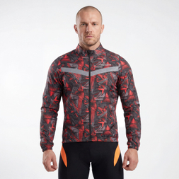 Wasserfeste Regenradjacke mit Allover-Print und reflektierendem Besatz