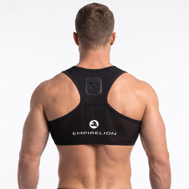 Schnell trocknende Herren-Sport-Racerback-Weste aus Netzstoff mit rutschfester Silikontasche auf der Rückseite, passend für Apple Watch verschiedener Größen zur Herzfrequenzüberwachung, für Fußball-Lauftraining