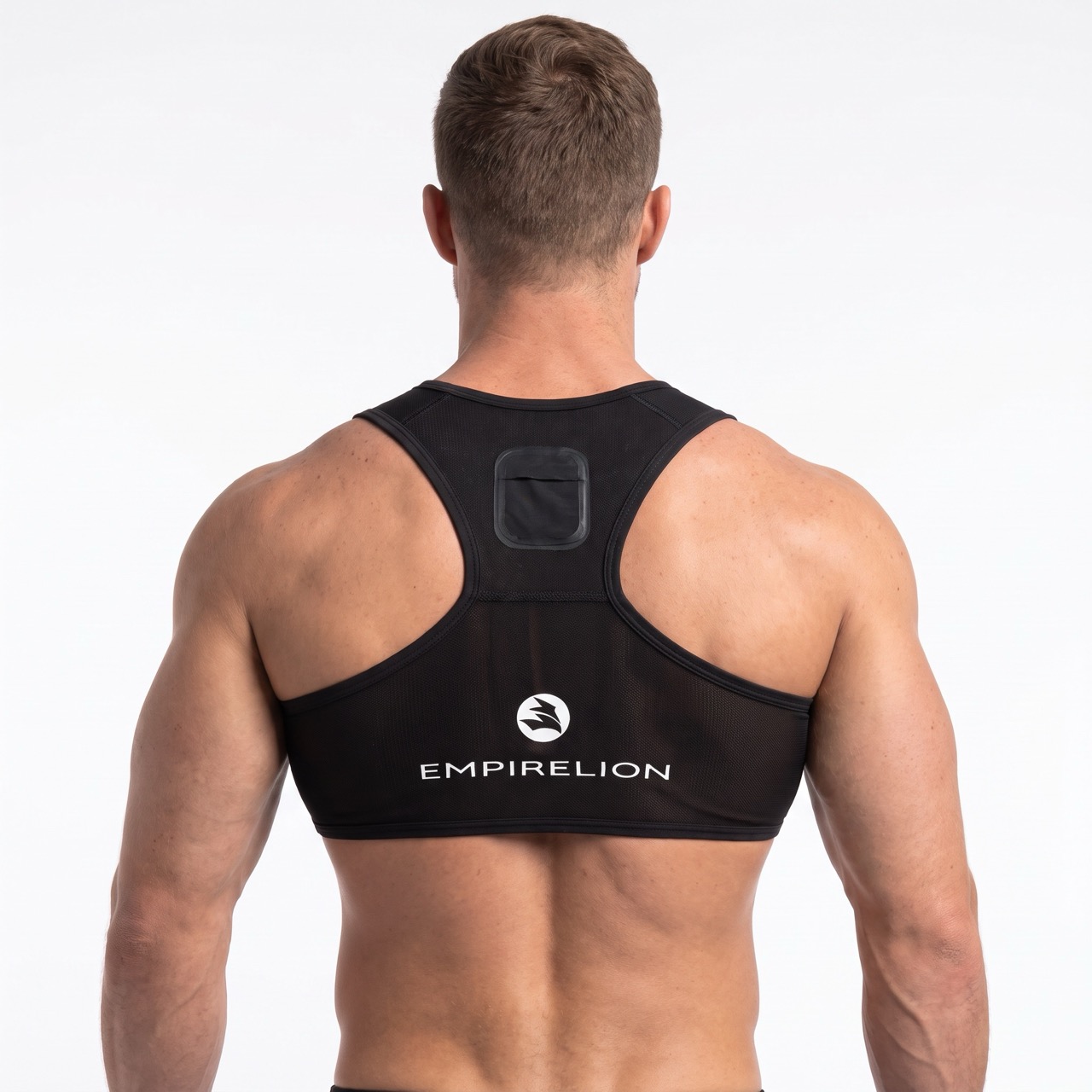 Schnell trocknende Herren-Sport-Racerback-Weste aus Netzstoff mit rutschfester Silikontasche auf der Rückseite, passend für Apple Watch verschiedener Größen zur Herzfrequenzüberwachung, für Fußball-Lauftraining