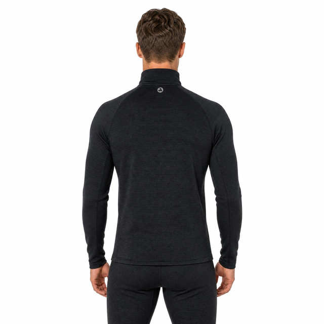 Herren-Baselayer mit garngefärbtem Innenfleece und halbem Reißverschluss für Workout-Thermooberteile