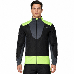 Windfeste Herren-Outdoor-Jacke mit Stepp-Farbblock und Fluro-Besatz
