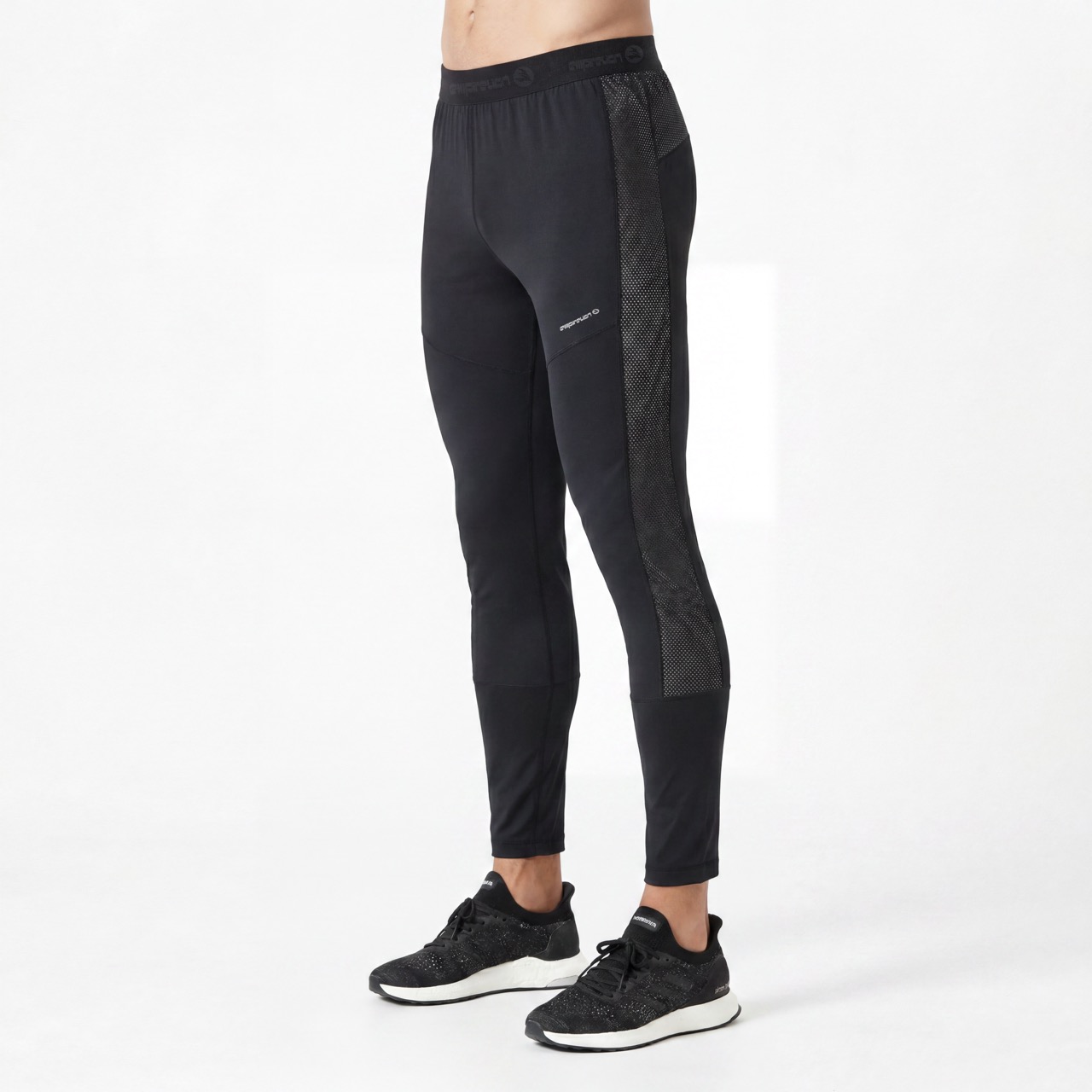Herren-Kompressions-Baselayer mit reflektierenden Besätzen, aktive Slim-Fit-Hose