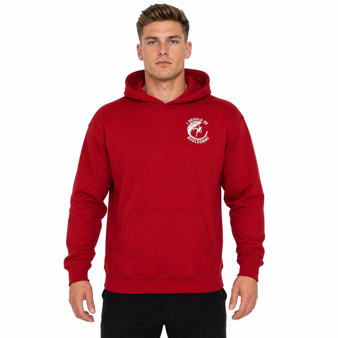 Bedruckter Over-Shoulder-Kapuzenpullover für Herren zum Klettern