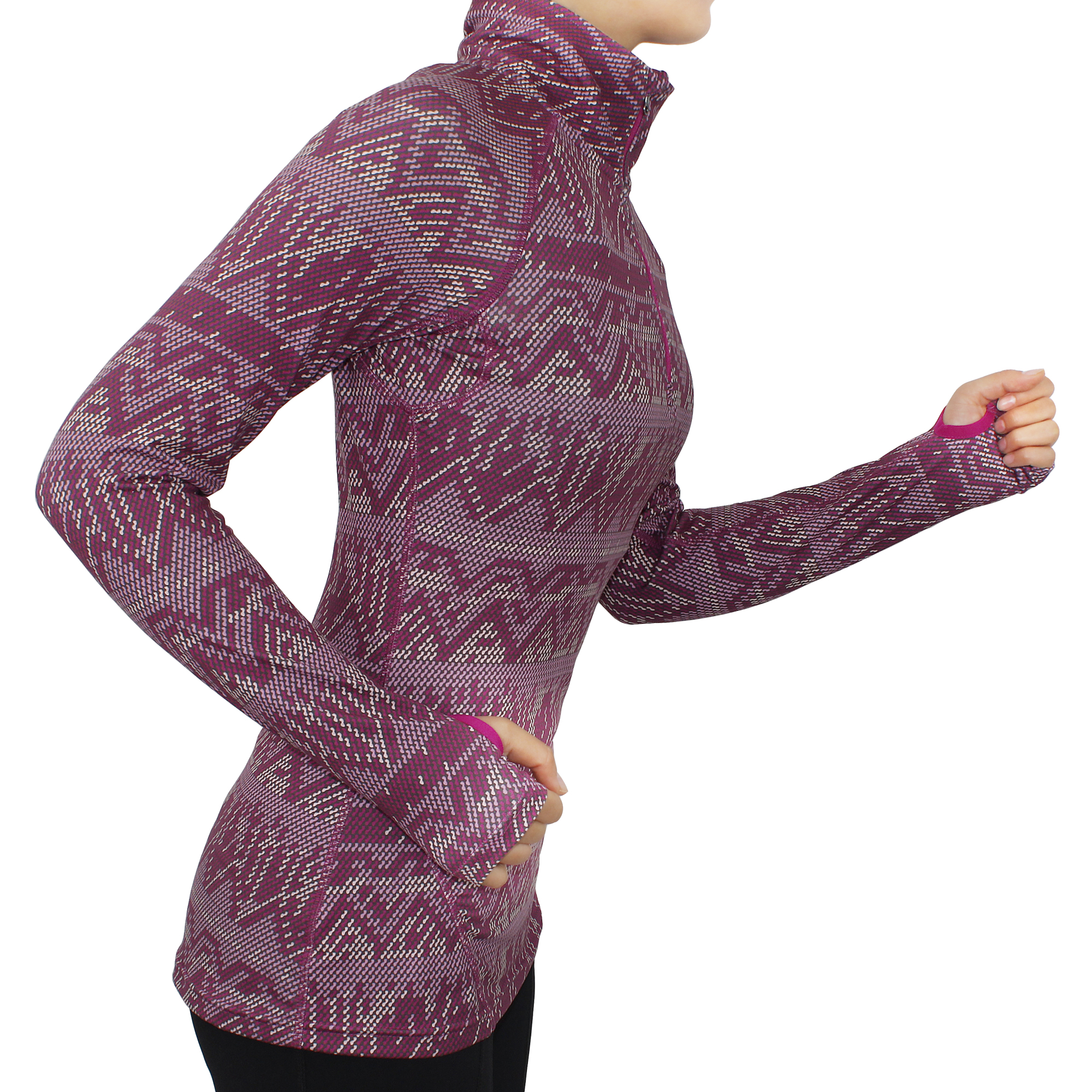 Frauen halb Zip leichter Langarm gedruckter Tops Yoga T -Shirt Running Pullover Shirts Top