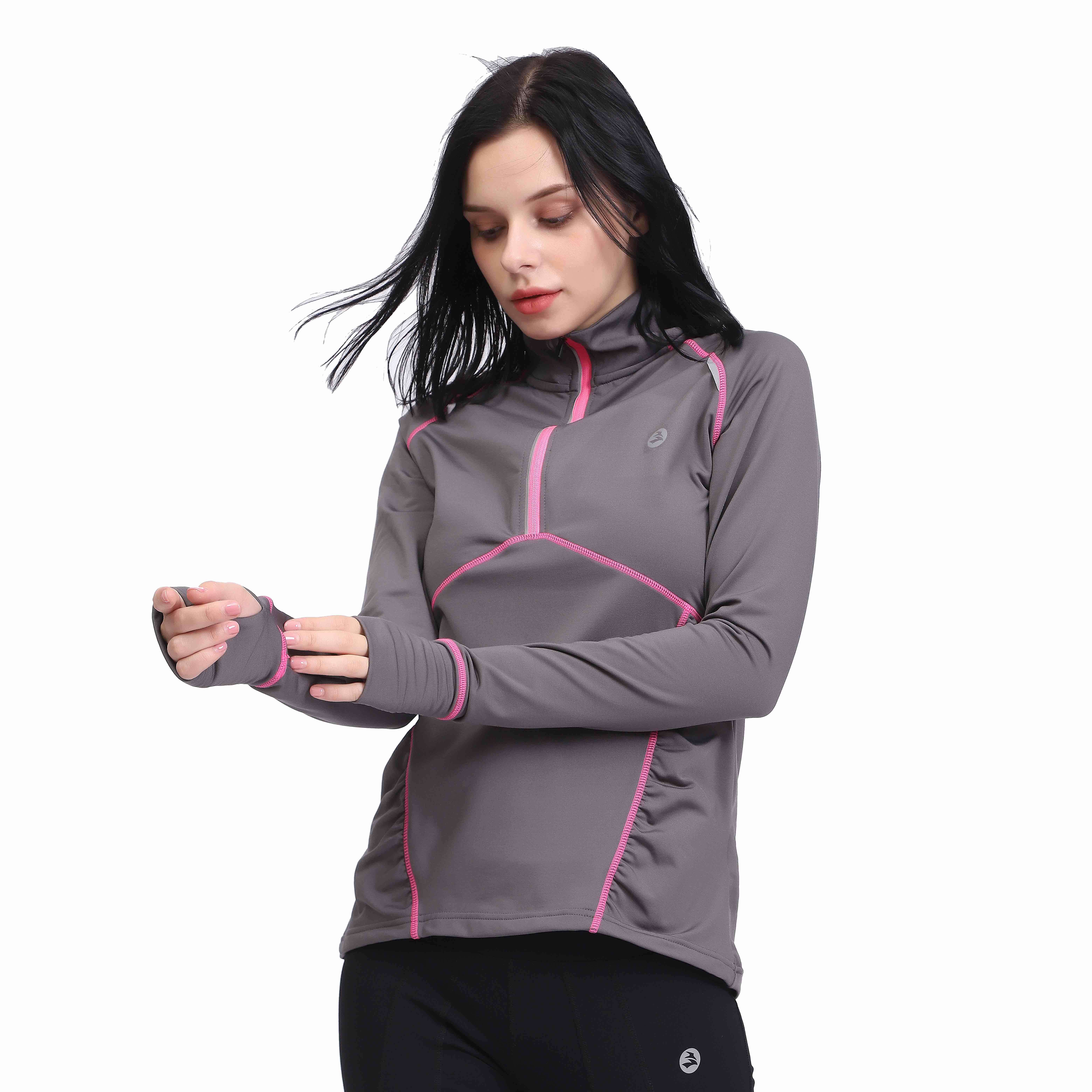 Frauen halb Zip-up Yoga Training Running Track Jacke 