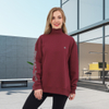 Frauen Rollkragenpullover über Schulter Refektion drucklosen Sportsport -Sweatshirt -Tops