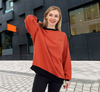 Women Crewneck Fluro Kontrast stilvolle lockere Passform über Schulter -Sweatshirt -Tops