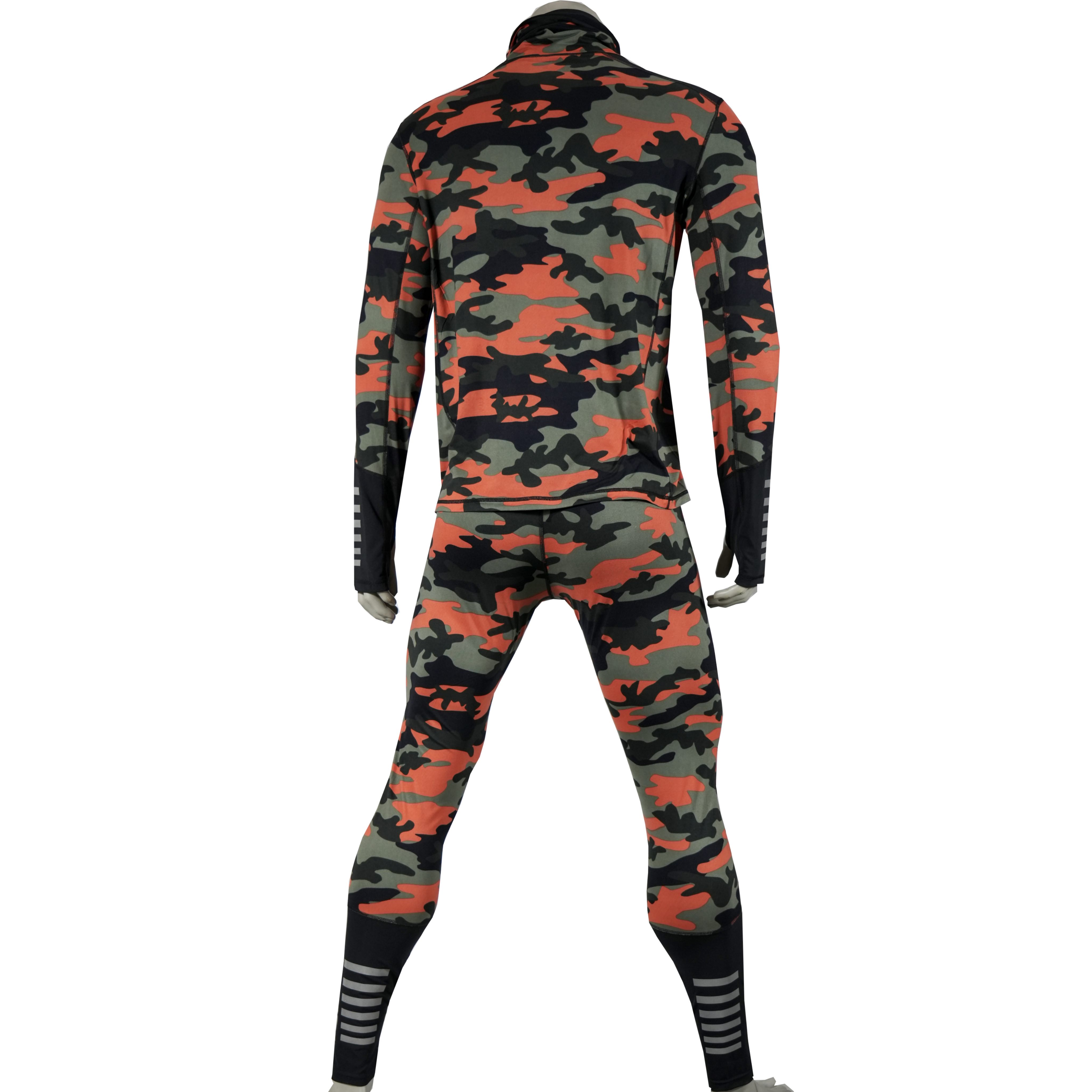 Herren Camouflage Print Baselayer Hochkragen -Trikotset Set